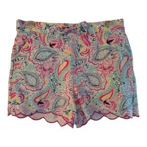 Crown and Ivy Kids Scalloped Hem Paisley Print Girl Shorts XL Pink Aqua